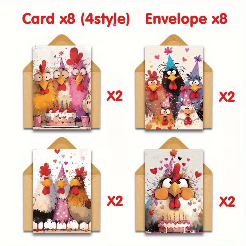 Whimsical Chicken Birthday Cards