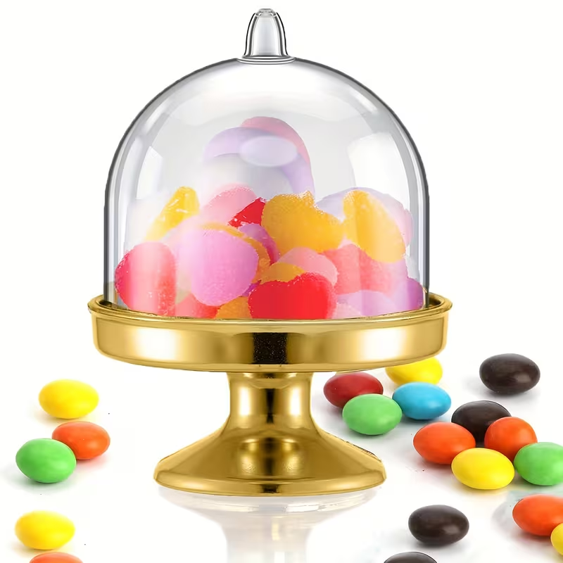 Mini Cake Stand with Dome Cover - Gold 1.49"x 3"