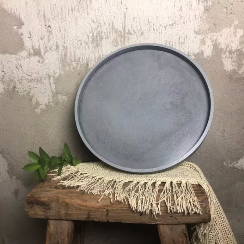 Mixed Stone - 1pc Oversized Round Tray — Grey