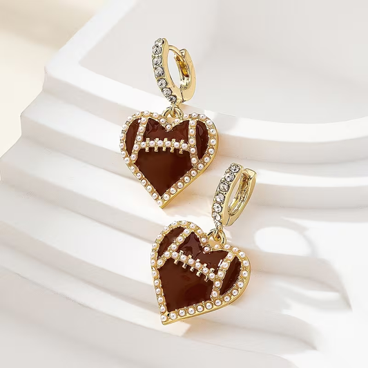 Heart-shaped Football Earrings