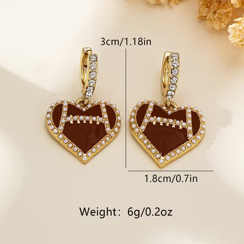 Heart-shaped Football Earrings