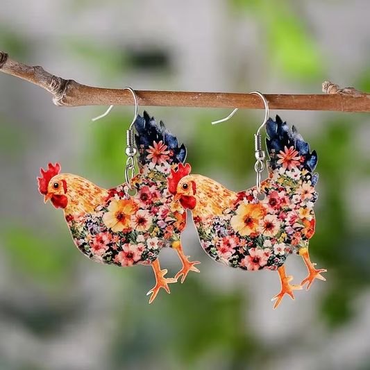 Western Style Women's Chicken Pendant Earrings