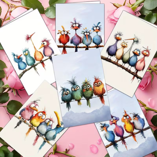 Sweet Birds Greeting Card Set – 12 Cards & Envelopes