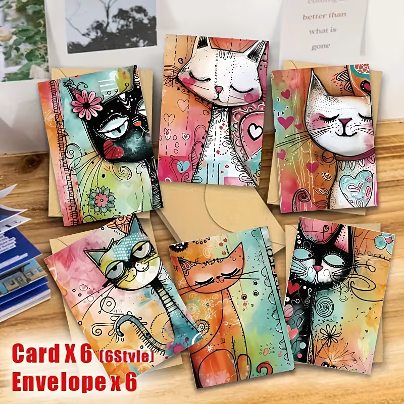 Vintage Spring Kitten Greeting Card Set