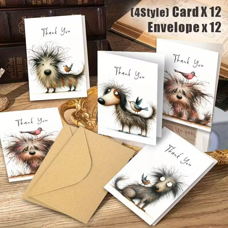 Amusing Dog-Themed Thank You Cards with Envelopes – Whimsical Pup Collection