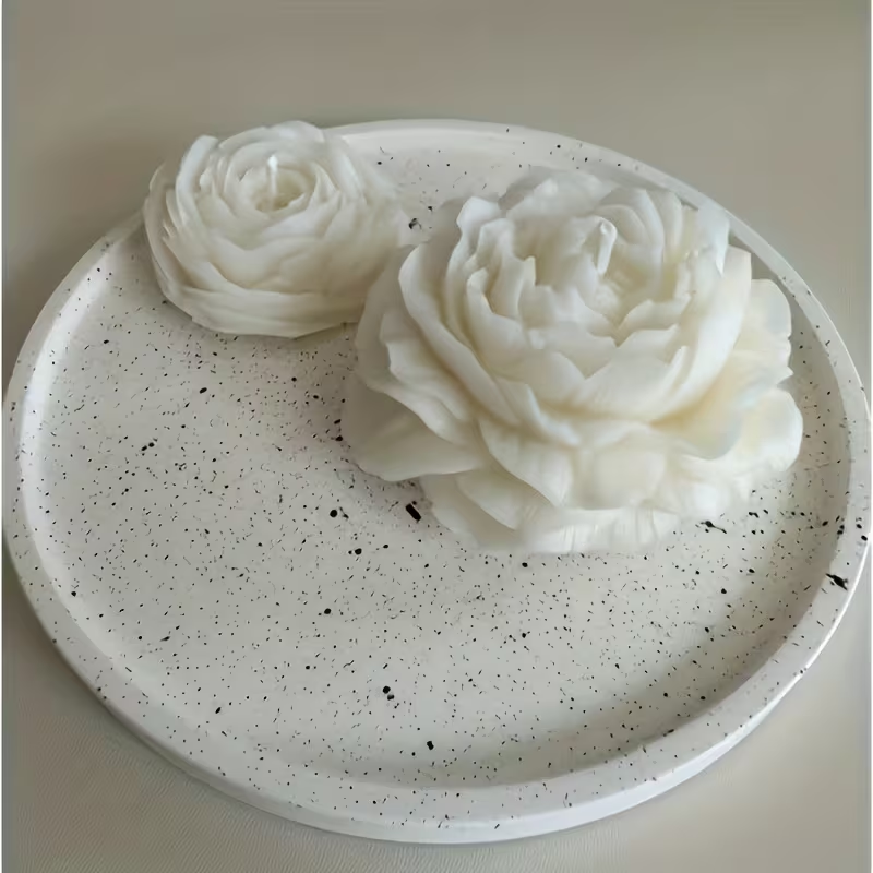 Mixed Stone - 1pc Small Round Tray — Ivory White