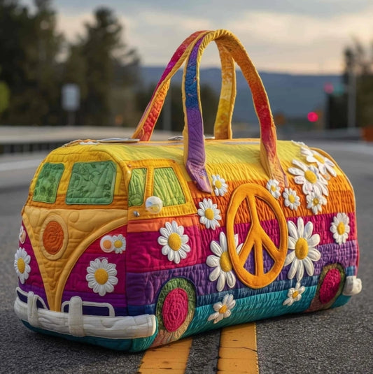 Retro Road Trip Quilted Weekender Bag – 18" x 9" x 9"