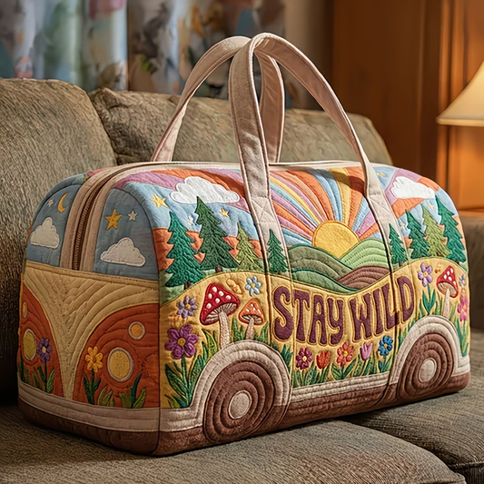 Stay Wild Quilted Weekender Bag – 19.7" x 10.2"