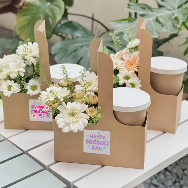 Paper Coffee Flower Box – Hand-Held Bouquet Carrier (High-End Kraft Design)